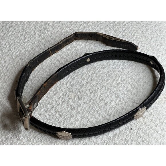 Harley-Davidson Leather Braided Belt Metal Accents Women Distressed Buckle USA - Picture 5 of 14